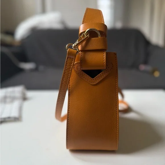 LIKE NEW Women’s Anna Paola Leather and Rattan Crossbody Bag - cognac and beige - Picture 5 of 7